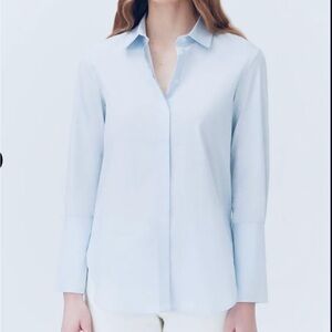 Cuyana Stretch Cotton L/S Shirt in Pale Blue
